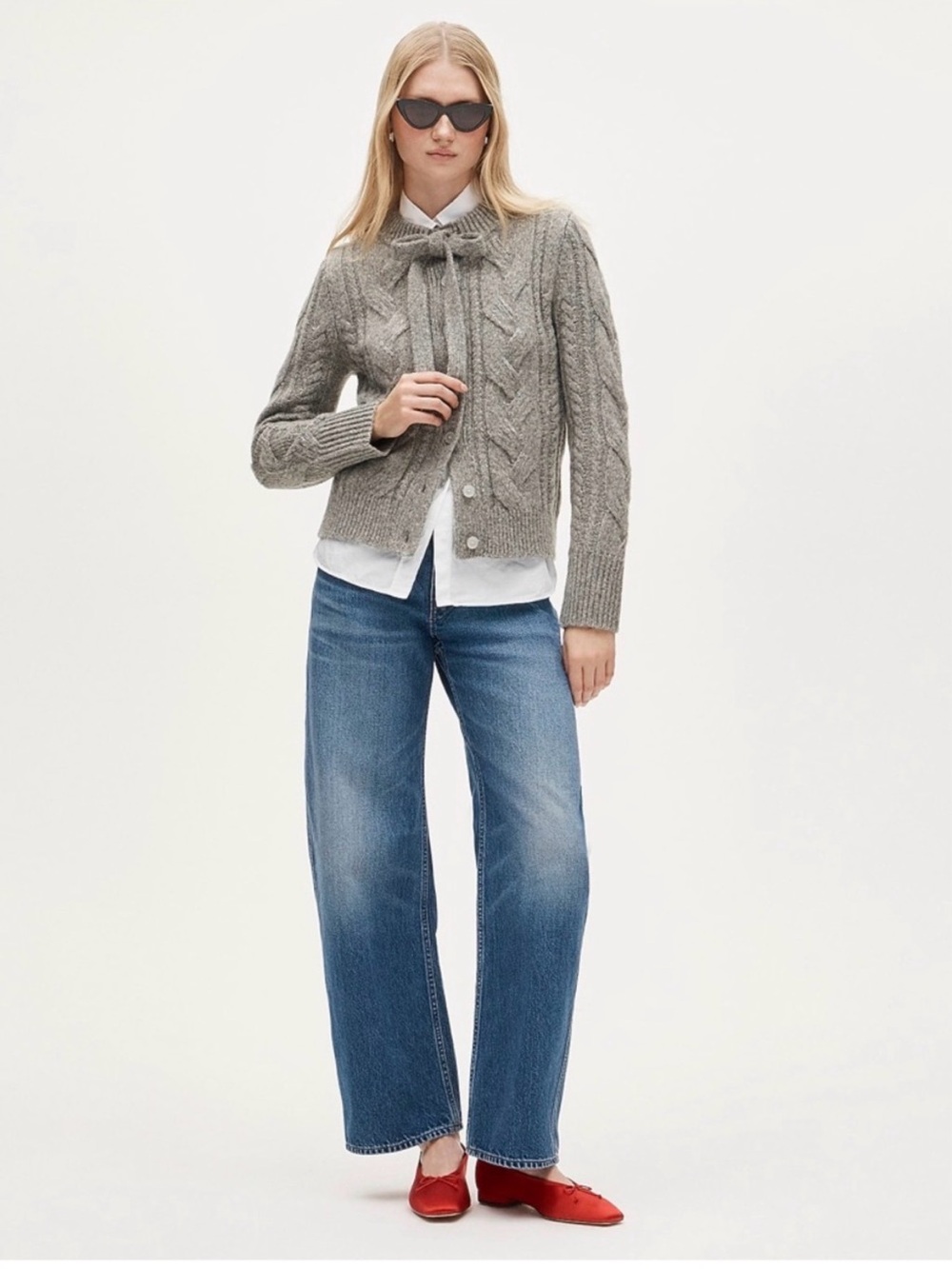 NWT J. Crew Wool Blend Bow Tie Cardigan Gray M - Picture 3 of 8